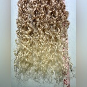 HAIR, 22”, 9PCS Clip in Hair Extensions Curly Long Soft Blonde to Light Blonde